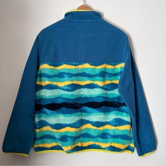 Lands' End Heritage Teal Mountain Ombre Print Snap Mock Fleece Pullover Gorpcore - Picture 12 of 15